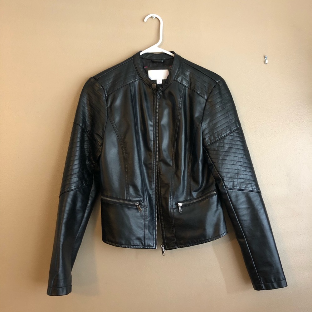 Faux Leather Black Moto Jacket Xhilaration Size M
